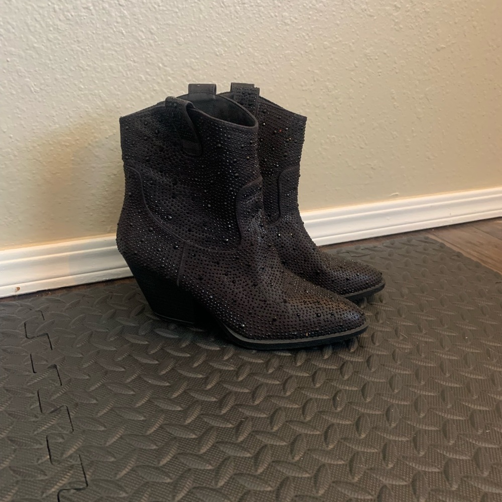 Black Rhinestone Boots